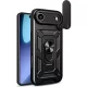 iPhone Air hátlap tok, telefon tok, kitámasztható, mágneses, ütésálló, fekete, Defender Slide