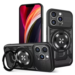   iPhone 15 Pro Max Defender Armor Mag tok – mágneses, MagSafe kompatibilis, kitámasztható, ütésálló, fekete