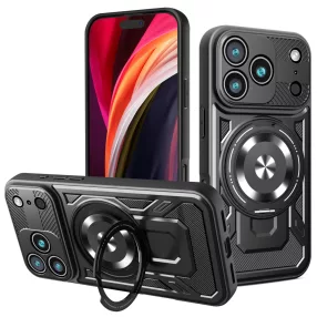   iPhone 18 Pro Max / 17 Pro Max Defender Armor Mag tok – mágneses, MagSafe kompatibilis, kitámasztható, ütésálló, fekete