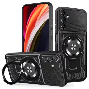   Samsung Galaxy A16 4G / A16 5G Defender Armor Mag tok – mágneses, MagSafe kompatibilis, kitámasztható, ütésálló, fekete