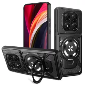   Xiaomi Redmi Note 14 Pro 5G Defender Armor Mag tok – mágneses, MagSafe kompatibilis, kitámasztható, ütésálló, fekete