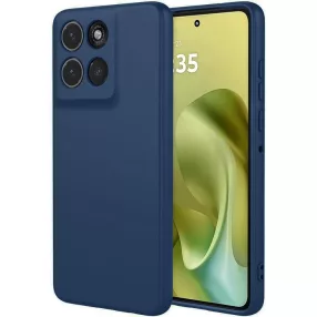   Motorola Moto G86 5G szilikon tok, hátlaptok, telefon tok, velúr belsővel, matt, sötétkék, Silicon