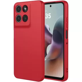   Motorola Moto G56 5G szilikon tok, hátlaptok, telefon tok, velúr belsővel, matt, piros, Silicon