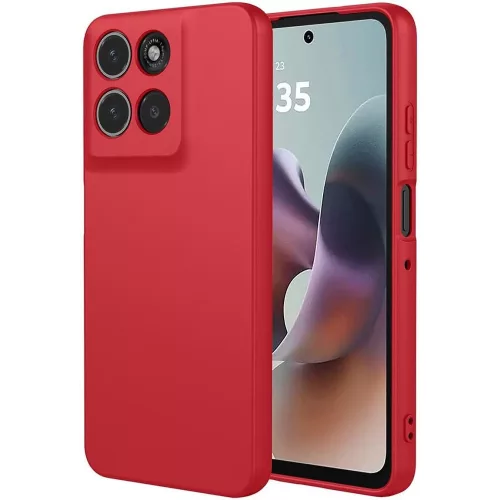 Motorola Moto G56 5G szilikon tok, hátlaptok, telefon tok, velúr belsővel, matt, piros, Silicon