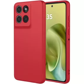   Motorola Moto G86 5G szilikon tok, hátlaptok, telefon tok, velúr belsővel, matt, piros, Silicon