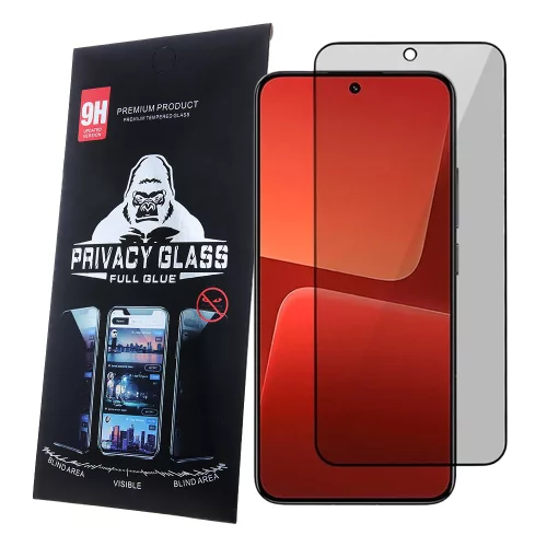 Xiaomi 15 5G üvegfólia, tempered glass, előlapi, edzett, hajlított, fekete kerettel, betekintés védelemmel, Privacy
