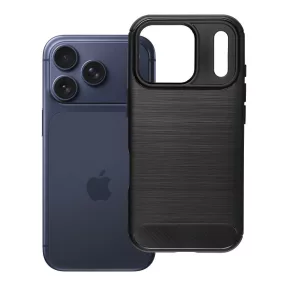   iPhone 17 Pro szilikon tok, hátlaptok, telefon tok, karbon mintás, fekete, Simple Carbon