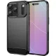 iPhone 17 Pro szilikon tok, hátlaptok, telefon tok, karbon mintás, fekete, Simple Carbon