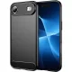 iPhone Air szilikon tok, hátlaptok, telefon tok, karbon mintás, fekete, Simple Carbon