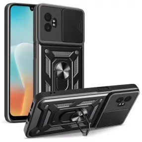   Samsung Galaxy Xcover7 Pro 5G hátlap tok, telefon tok, kitámasztható, mágneses, ütésálló, fekete, Defender Slide