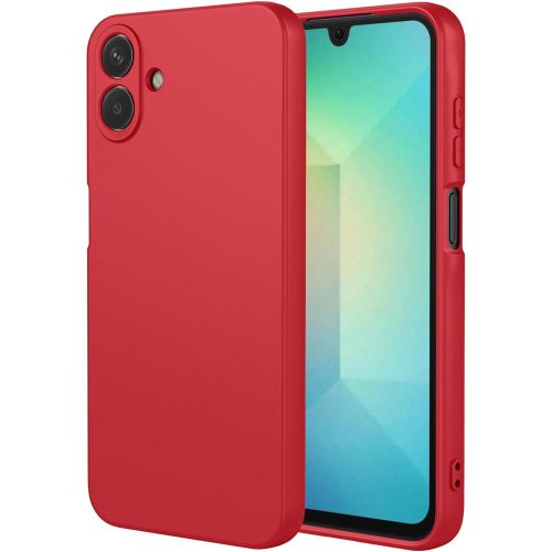 Samsung Galaxy A07 szilikon tok, hátlaptok, telefon tok, velúr belsővel, matt, piros, Silicon