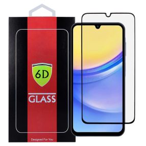   Samsung Galaxy A07 üvegfólia, tempered glass, előlapi, 6D, edzett, hajlított, fekete kerettel