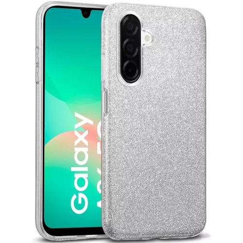 Samsung Galaxy A18 (4G/5G) / A17 (4G/5G) szilikon tok, hátlaptok, telefon tok, csillámos, ezüst, Glitter