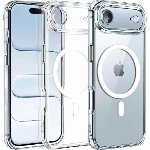 iPhone Air hátlaptok, telefon tok, MagSafe kompatibilis, erősített sarkokkal, átlátszó, kamera védelemmel, Anti Shock Mag Case, 1.5mm