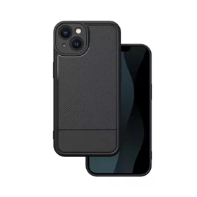   iPhone 13 szilikon tok – kameravédős, karbon mintás fekete hátlaptok, Simple Carbon case