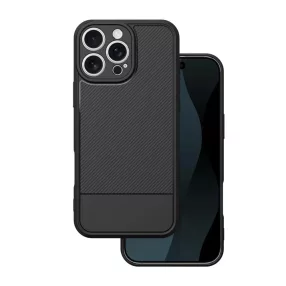   iPhone 16 Pro Max szilikon tok – kameravédős, karbon mintás fekete hátlaptok, Simple Carbon case