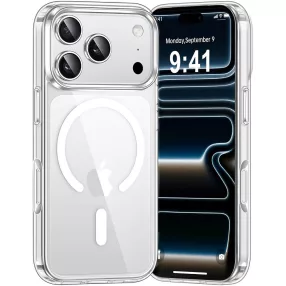   iPhone 17 Pro hátlaptok, telefon tok, MagSafe kompatibilis, erősített sarkokkal, átlátszó, Anti Shock Mag Case, 1.5mm OR (nagy kamera kivágás)