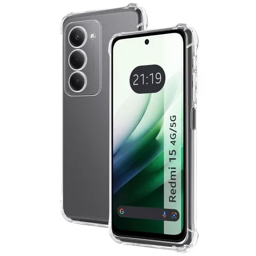Xiaomi Redmi 15 4G / Redmi 15 5G szilikon tok, hátlaptok, telefon tok, erősített sarkokkal, átlátszó, Anti Shock, 1.5mm