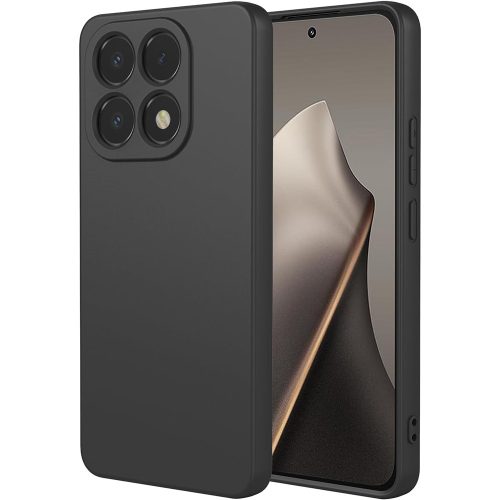 Xiaomi 15T 5G szilikon tok, hátlaptok, telefon tok, velúr belsővel, matt, fekete, Silicon