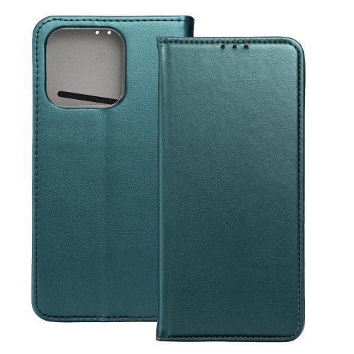 Xiaomi 15T 5G könyvtok, fliptok, telefon tok, mágneszáras, bankkártyatartós, zöld, Smart Magnetic