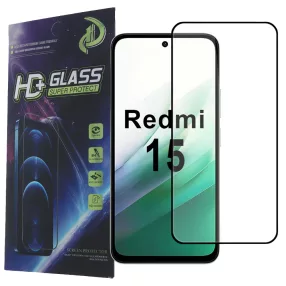   Xiaomi Redmi 15 4G / Redmi 15 5G üvegfólia, tempered glass, előlapi, 9D, edzett, hajlított, fekete kerettel