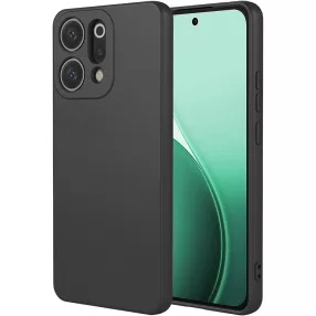   Oppo Reno14 5G szilikon tok, hátlaptok, telefon tok, velúr belsővel, matt, fekete, Silicon