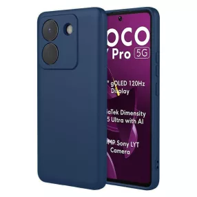   Xiaomi Poco M7 Pro 5G szilikon tok, hátlaptok, telefon tok, velúr belsővel, matt, stétkék, Silicon