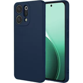   Oppo Reno14 5G szilikon tok, hátlaptok, telefon tok, velúr belsővel, matt, sötétkék, Silicon