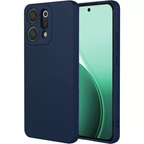 Oppo Reno14 5G szilikon tok, hátlaptok, telefon tok, velúr belsővel, matt, sötétkék, Silicon