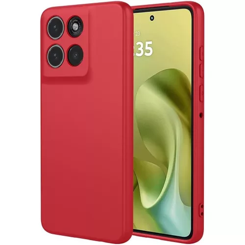 Motorola Moto G86 Power 5G szilikon tok, hátlaptok, telefon tok, velúr belsővel, matt, piros, Silicon