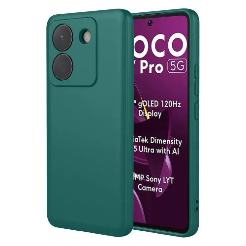 Xiaomi Poco M7 Pro 5G szilikon tok, hátlaptok, telefon tok, matt, zöld