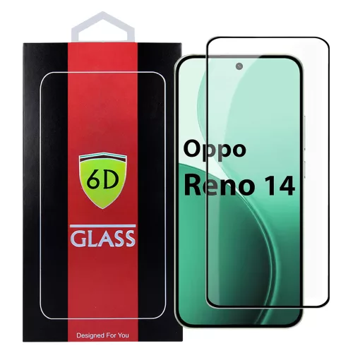 Oppo Reno14 5G / Reno14 FS 5G üvegfólia, tempered glass, előlapi, 6D, edzett, hajlított, fekete kerettel