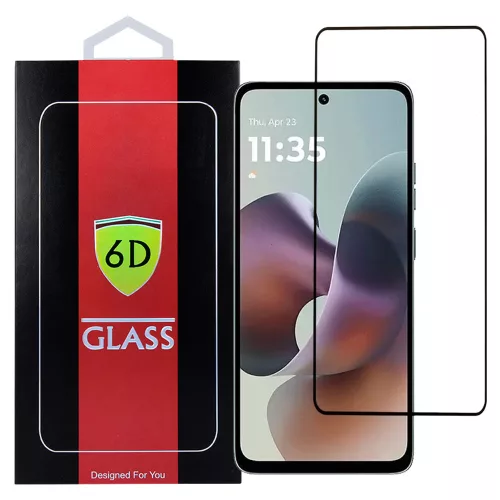 Motorola Moto G56 5G / G05 / G15 / G15 Power / E15 üvegfólia, tempered glass, előlapi, 6D, edzett, hajlított, fekete kerettel