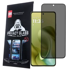   Motorola Moto G56 5G üvegfólia, tempered glass, előlapi, edzett, hajlított, fekete kerettel, betekintés védelemmel, Privacy