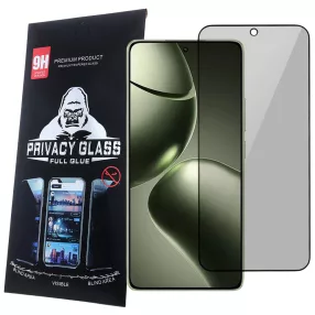   Xiaomi 15T Pro 5G üvegfólia, tempered glass, előlapi, edzett, hajlított, fekete kerettel, betekintés védelemmel, Privacy