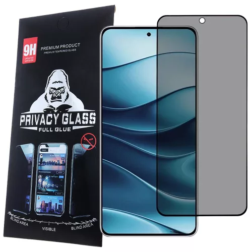 Xiaomi Redmi 15 4G / Redmi 15 5G Privacy üvegfólia – 9H edzett, teljes képernyős, fekete keretes