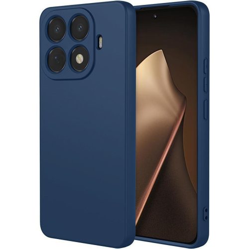 Xiaomi 15T Pro 5G szilikon tok, hátlaptok, telefon tok, velúr belsővel, matt, sötétkék, Silicon