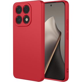   Xiaomi 15T 5G szilikon tok, hátlaptok, telefon tok, velúr belsővel, matt, piros, Silicon