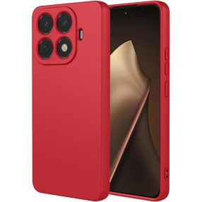   Xiaomi 15T Pro 5G szilikon tok, hátlaptok, telefon tok, velúr belsővel, matt, piros, Silicon