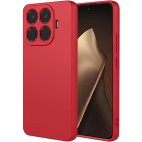   Xiaomi 15T Pro 5G szilikon tok, hátlaptok, telefon tok, velúr belsővel, matt, piros, Silicon