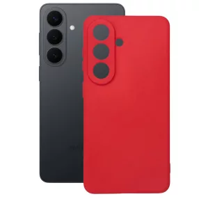   Samsung Galaxy S26 Plus 5G (S26+ 5G) szilikon tok, hátlaptok, telefon tok, velúr belsővel, matt, piros, Silicon