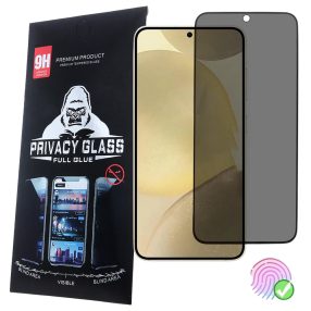   Samsung Galaxy S26 5G Privacy üvegfólia – 9H edzett, teljes képernyős, ujjlenyomat-olvasó kompatibilis, fekete keretes