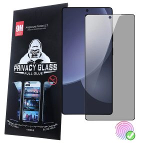   Samsung Galaxy S26 Ultra 5G Privacy üvegfólia – 9H edzett, teljes képernyős, ujjlenyomat-olvasó kompatibilis, fekete keretes