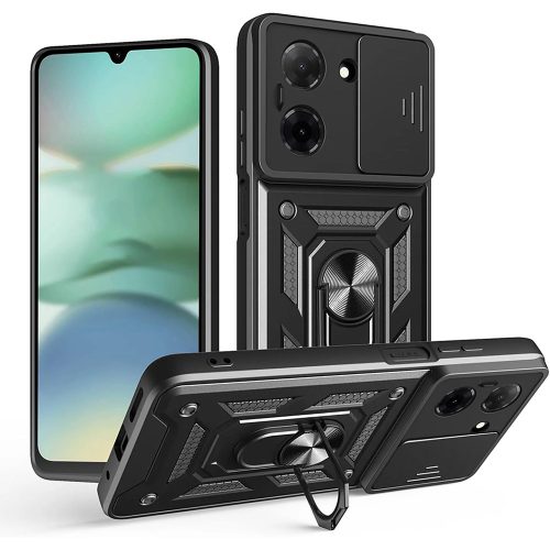 Xiaomi Redmi A5 4G hátlap tok, telefon tok, kitámasztható, mágneses, ütésálló, fekete, Defender Slide