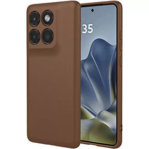 Motorola Edge 60 Fusion 5G / Edge 60 5G szilikon tok, hátlaptok, telefon tok, velúr belsővel, matt, barna, Silicon