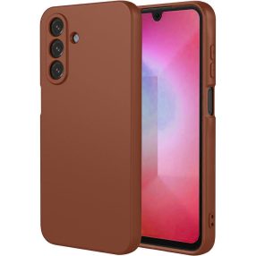   Samsung Galaxy A17 4G / A17 5G szilikon tok, hátlaptok, telefon tok, velúr belsővel, matt, barna, Silicon