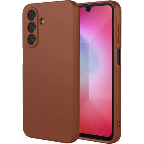 Samsung Galaxy A18 (4G/5G) / A17 (4G/5G) szilikon tok – matt barna hátlaptok velúr belsővel, Silicon