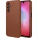 Samsung Galaxy A18 (4G/5G) / A17 (4G/5G) szilikon tok – matt barna hátlaptok velúr belsővel, Silicon