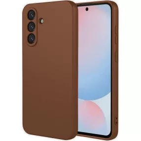   Samsung Galaxy A36 5G szilikon tok, hátlaptok, telefon tok, velúr belsővel, matt, barna, Silicon