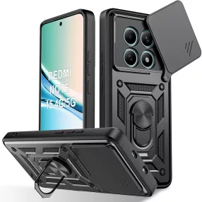   Xiaomi Redmi Note 15 4G / 5G hátlap tok, telefon tok, kitámasztható, mágneses, ütésálló, fekete, Defender Slide